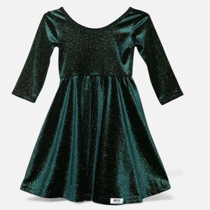 Worthy Threads Holiday Twirly Dress in Emerald Sparkle 5Y